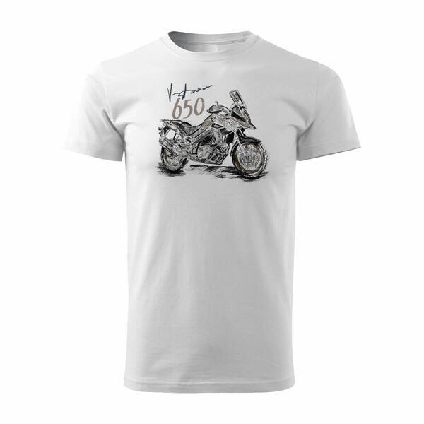 Suzuki V-strom Vstrom DL 650 XT pánské tričko na motorku bílé REGULAR