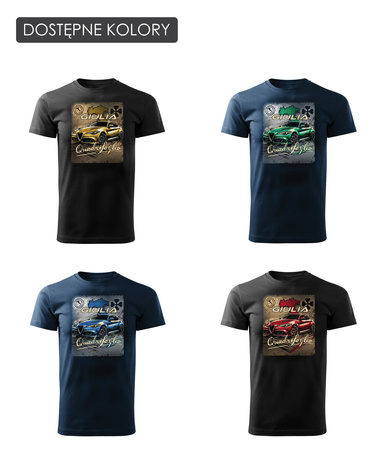 Alfa Romeo Giulia Quadrifoglio pánské tmavě modré tričko s motivem auta REGULAR