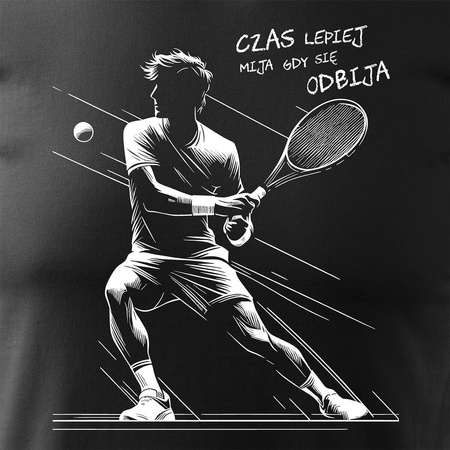 Prodej - pánské tenisové tričko s tenisovou raketou tenista černé REGULAR