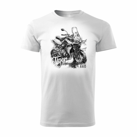 Triumph Tiger 660 pánské bílé tričko REGULAR na motorku
