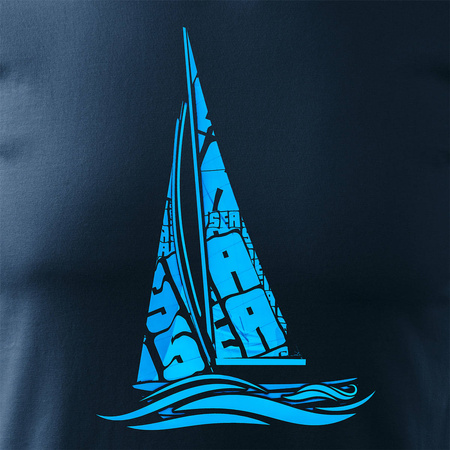 Pánské námořnické tričko REGULAR s plachetnicí v tmavě modré barvě