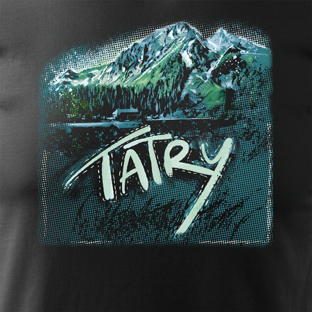 Tričko s motivem hor Tatry Slovensko pánské trekkingové černé REGULAR