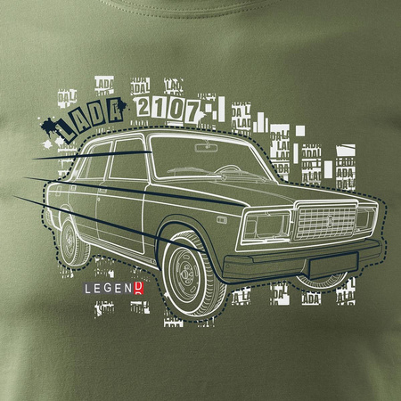 Tričko s legendou Lada Lada auto PRL 2107 2105 pánské khaki REGULAR