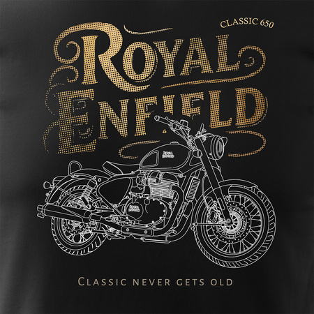Royal Enfield Classic 650 Legend pánské černé tričko s motivem motorky