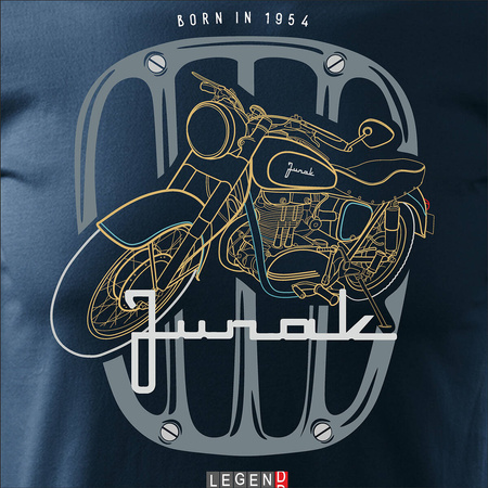 Pánské námořnicky modré tričko Junák na motorce REGULAR