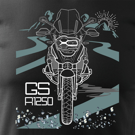 BMW GS 1250 ADVENTURE pánské tričko na motorku černé REGULAR