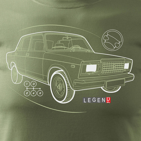 Tričko s nápisem Lada Lada auto PRL legend 2107 pánské khaki REGULAR