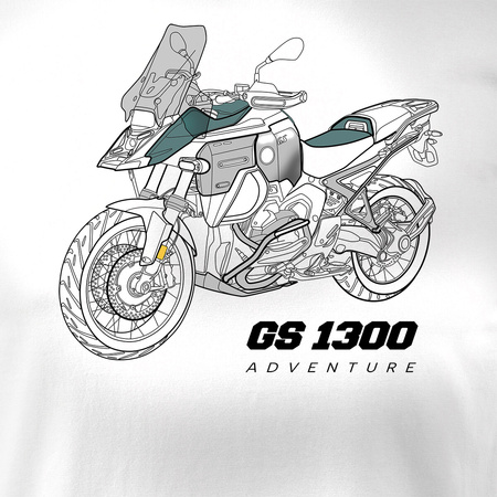 BMW GS R 1300 Adventure pánské tričko na motorku bílé REGULAR