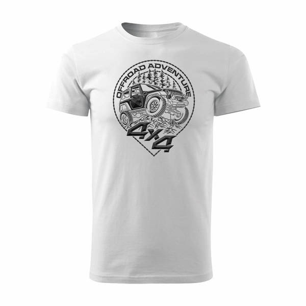 Rally tričko s džípem off-road off-road 4x4 pánské bílé REGULAR