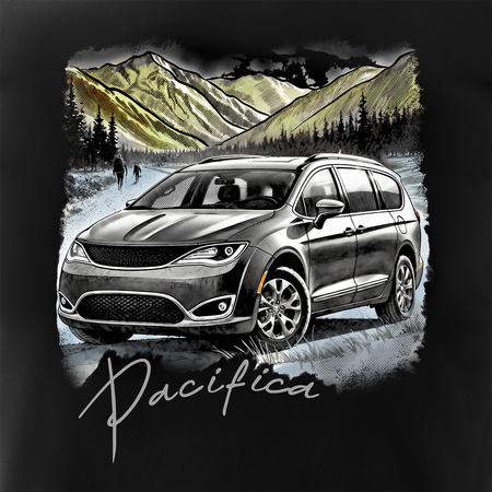 Chrysler Pacifica pánské tričko s motivem auta černé REGULAR