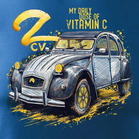 Citroen 2CV 2 CV Charleston tričko pro americké motoristické nadšence sběratelské pánské modré REGULAR
