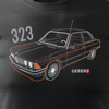 BMW 323 žralok auto tričko pánské černé REGULAR