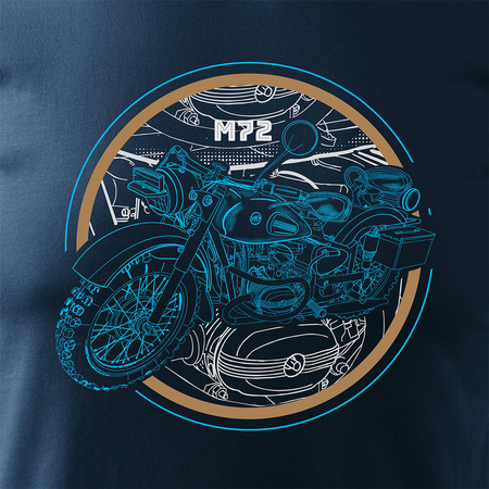 M72 Dnepr Ural pánské námořnicky modré tričko REGULAR na motorku