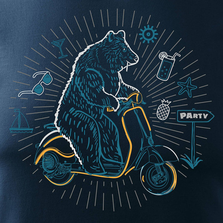 Vespa scooter bear pánské tmavě modré tričko REGULAR