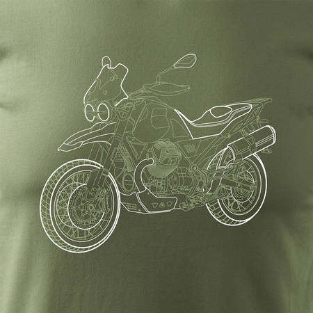 Moto Guzzi V85 Stroke pánské khaki tričko REGULAR na motorku
