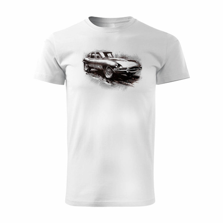 Jaguar auto tričko s jaguar e-type e type etic collectible pánské bílé REGULAR