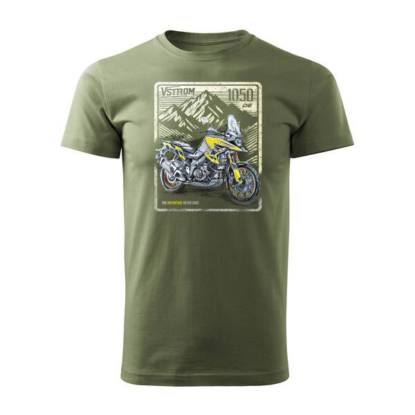 Suzuki V-strom Vstrom 1050 DE pánské khaki tričko na motorku REGULAR