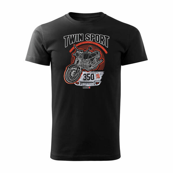 Tričko s motorkou Jawa 350 TR Jawa PRL legends pánské černé REGULAR