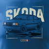 Tričko s autem Škoda 120 125 130 PRL legend pánské modré REGULAR