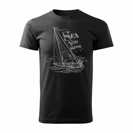 Pánská jachtařská košile s jachtou černá REGULAR