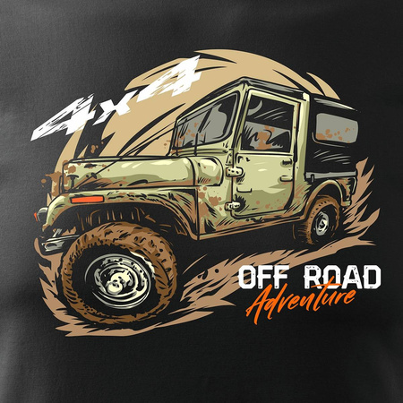 Pánské tričko 4x4 off-road jeep rally černé REGULAR
