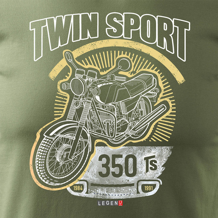 Tričko s motorkou Jawa 350 TR Jawa PRL legends pánské khaki REGULAR