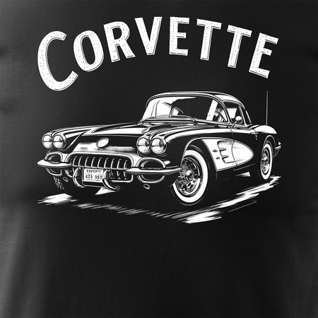 Tričko Chevrolet Corvette pro americké motoristické nadšence sběratelské pánské černé REGULAR