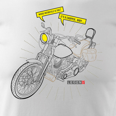 Harley Chopper pánské tričko s motorkou bílé REGULAR