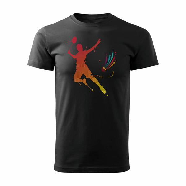 Pánské badmintonové tričko černé REGULAR
