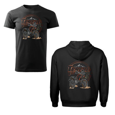 Sada mikina s kapucí tričko s motocyklem Yamaha Tenere 700 pánské černé