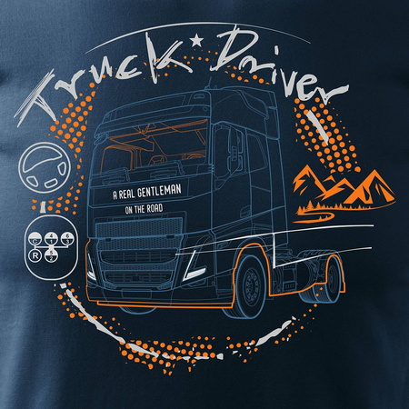 Tričko s nápisem Volvo dárek pro řidiče kamionu TIR pánské tmavě modré REGULAR