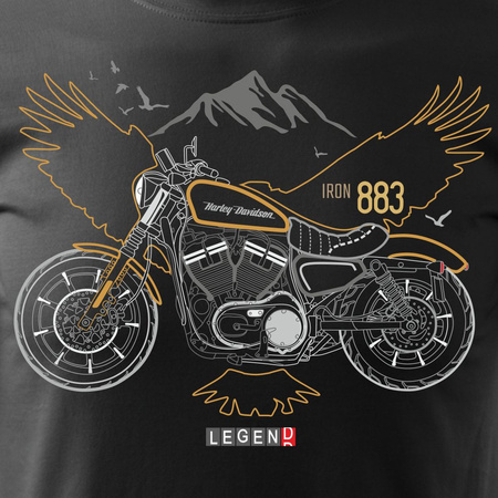 Harley Iron 883 pánské tričko na motorce černé REGULAR