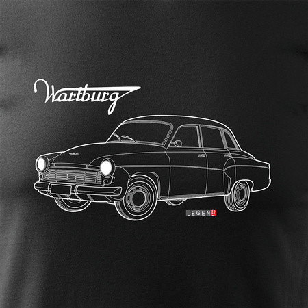 Wartburg legend oldtimer pánské tričko s motivem auta černé REGULAR