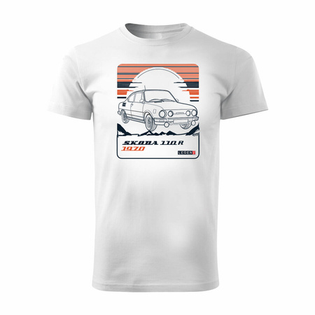 Tričko s motivem Škoda 110 R PRL legend car pánské bílé REGULAR