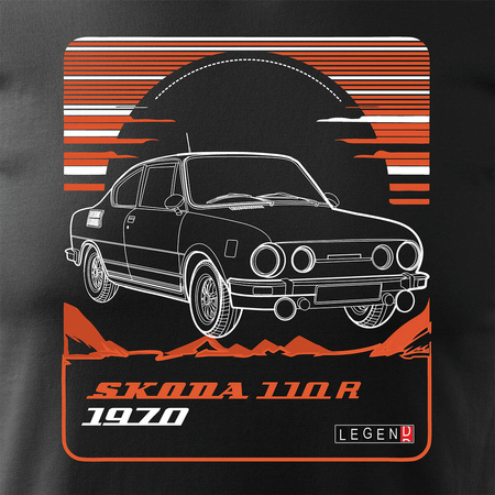 Pánské tričko Škoda 110 R PRL legends car černé REGULAR