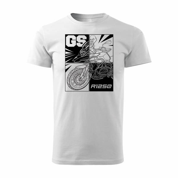 BMW GS 1250 ADVENTURE pánské tričko na motorku bílá REGULAR