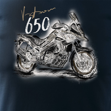 Suzuki V-strom Vstrom DL 650 XT pánské tmavě modré tričko na motorku REGULAR