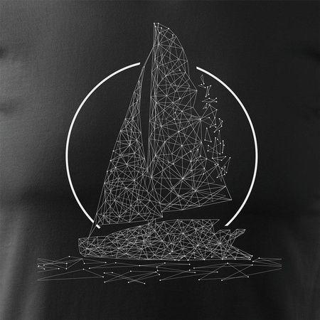 Pánské tričko s plachetnicí černé REGULAR