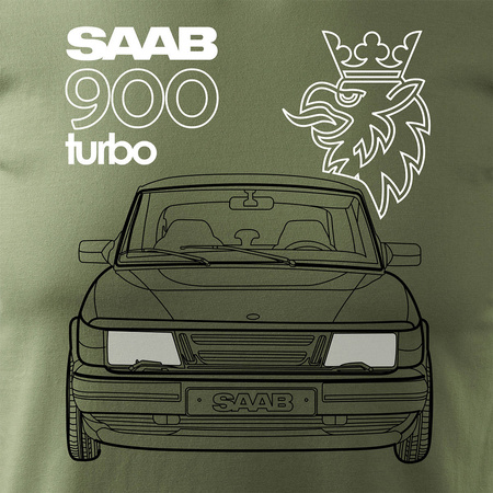 SAAB 900 Turbo saab krokodýl auto tričko pánské khaki