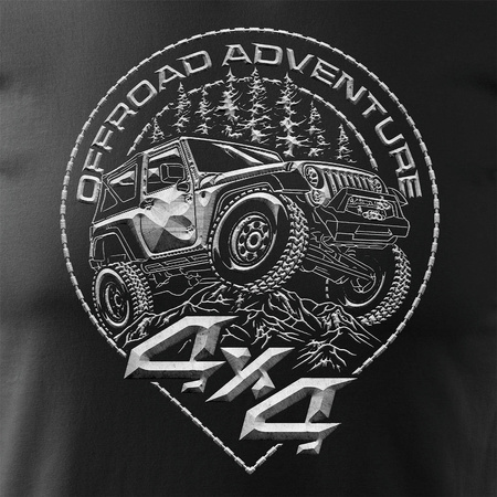 Pánské tričko 4x4 off-road jeep rally černé REGULAR