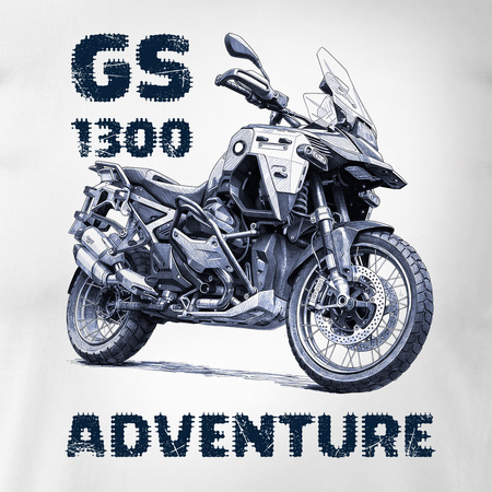 Motorka tričko BMW GS R 1300 Adventure pánské bílá REGULAR