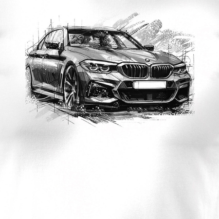 Sběratelské tričko s bílým pánským autem BMW řady 5 M5 REGULAR