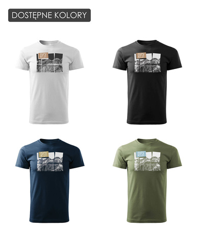 Tričko s horami turistické Tatra Rysy Rysy pánské trekingové khaki REGULAR