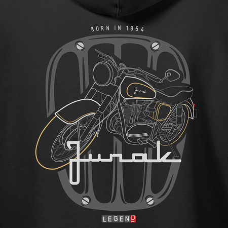 Sada mikina s kapucí tričko s motocyklem Junak M10 pánské černé