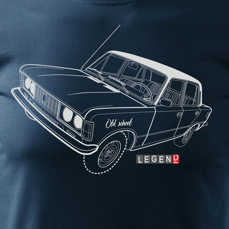 Pánské tričko s motivem automobilu Fiat 125p tmavě modré REGULAR