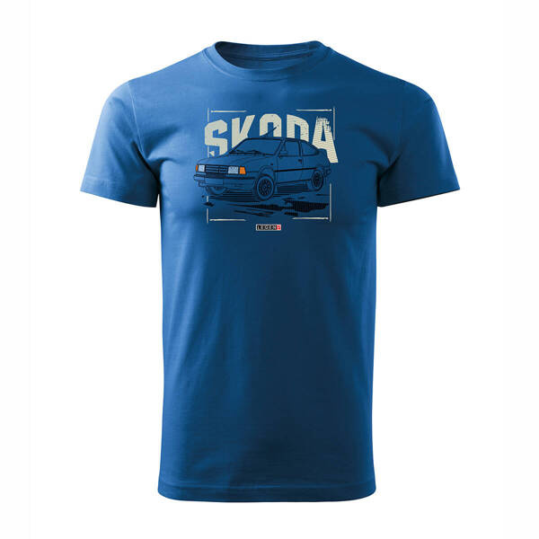 Tričko s autem Škoda 120 125 130 PRL legend pánské modré REGULAR