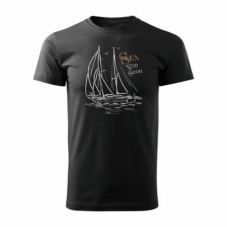 Pánské tričko s plachetnicí černé REGULAR