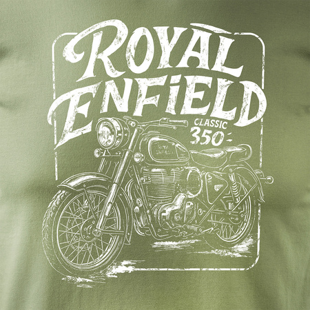 Royal Enfield Classic 350 Legend pánské khaki tričko s motivem motorky