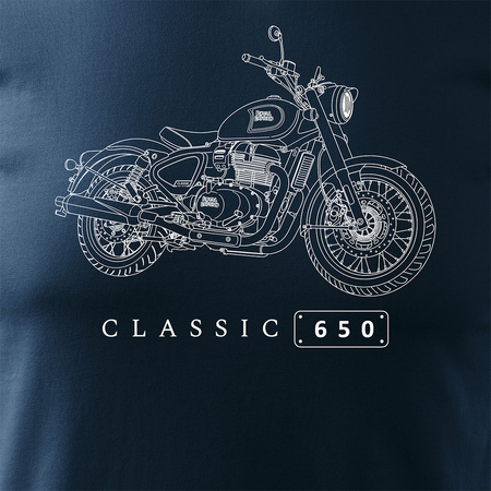 Royal Enfield Classic 650 Legend pánské tmavě modré tričko s motivem motorky