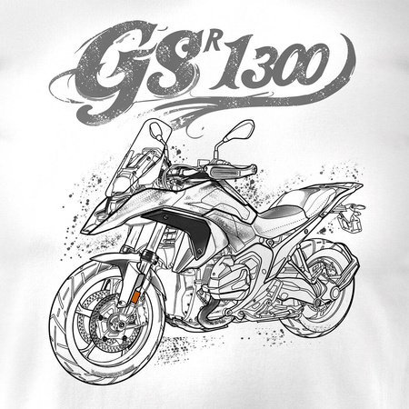BMW GS R 1300 pánské tričko na motorku bílé REGULAR